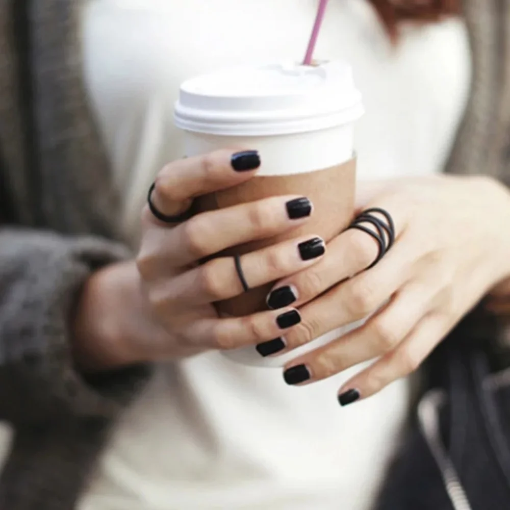 NEW‎ Black Midi Knuckle Interchangeable Ring Set